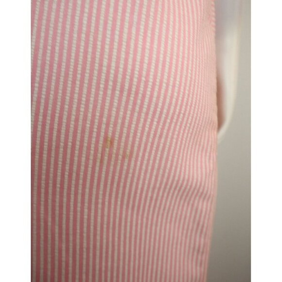 VINTAGE WOMEN'S PINK & WHITE STRIPED SHORT SLEEVE LONG NIGHTGOWN HOUSE DRESS 14 - Picture 7 of 10